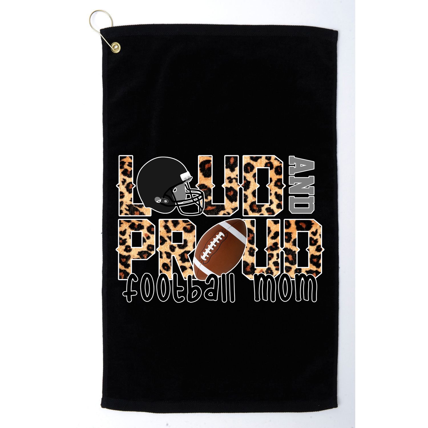Loud And Proud Football Mom Leopard Design Golf Towel