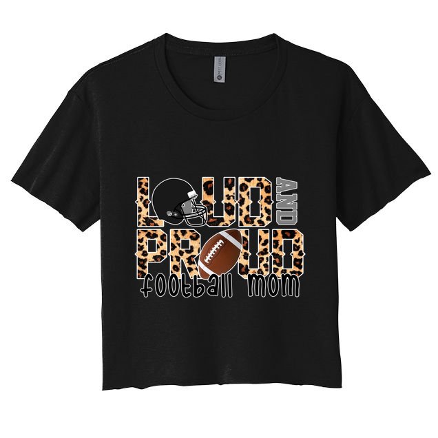 Loud And Proud Football Mom Leopard Design Crop Top