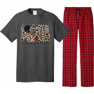 Loud And Proud Football Mom Leopard Design Pajama Set