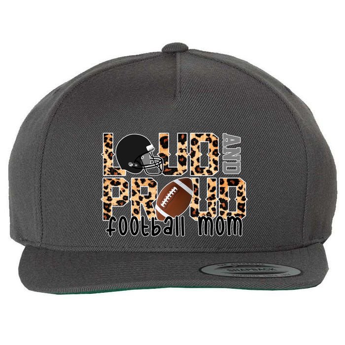Loud And Proud Football Mom Leopard Design Wool Snapback Cap