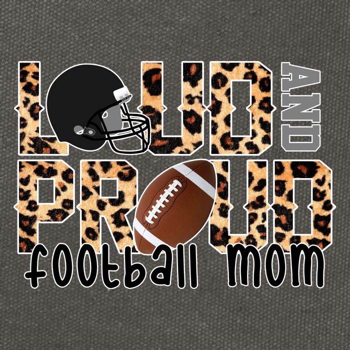 Loud And Proud Football Mom Leopard Design Cotton Canvas Backpack