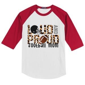 Loud And Proud Football Mom Leopard Design Kids Colorblock Raglan Jersey