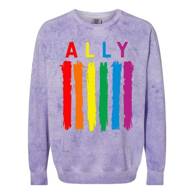 Lgbt Ally Pride Rainbow Proud Ally Colorblast Crewneck Sweatshirt