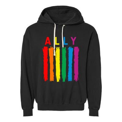 Lgbt Ally Pride Rainbow Proud Ally Garment-Dyed Fleece Hoodie