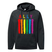 Lgbt Ally Pride Rainbow Proud Ally Performance Fleece Hoodie