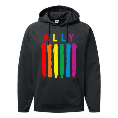 Lgbt Ally Pride Rainbow Proud Ally Performance Fleece Hoodie