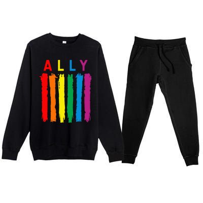 Lgbt Ally Pride Rainbow Proud Ally Premium Crewneck Sweatsuit Set