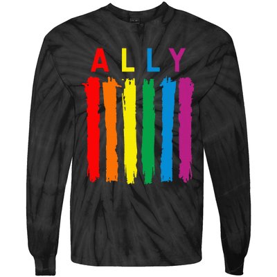 Lgbt Ally Pride Rainbow Proud Ally Tie-Dye Long Sleeve Shirt