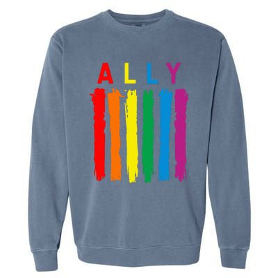 Lgbt Ally Pride Rainbow Proud Ally Garment-Dyed Sweatshirt