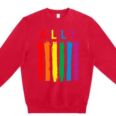 Lgbt Ally Pride Rainbow Proud Ally Premium Crewneck Sweatshirt