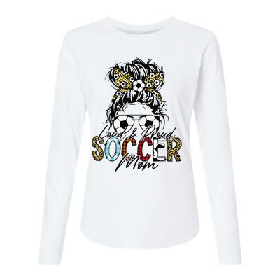 Loud And Proud Soccer Mom Bleached Messy Bun Game Day Womens Cotton Relaxed Long Sleeve T-Shirt