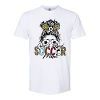 Loud And Proud Soccer Mom Bleached Messy Bun Game Day Softstyle CVC T-Shirt