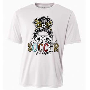 Loud And Proud Soccer Mom Bleached Messy Bun Game Day Cooling Performance Crew T-Shirt