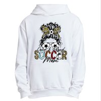 Loud And Proud Soccer Mom Bleached Messy Bun Game Day Urban Pullover Hoodie