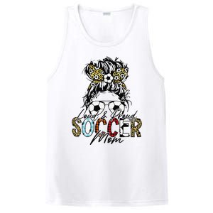 Loud And Proud Soccer Mom Bleached Messy Bun Game Day PosiCharge Competitor Tank