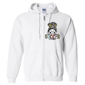 Loud And Proud Soccer Mom Bleached Messy Bun Game Day Full Zip Hoodie