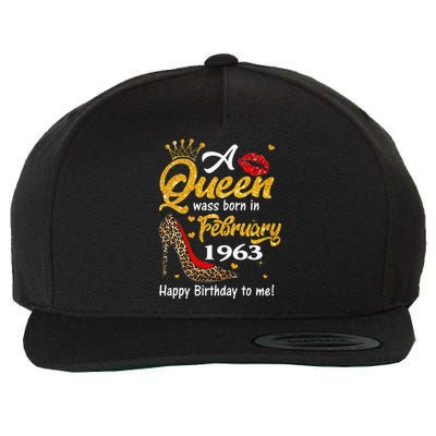 Leopard A Queen Was Born In February 1963 60th Birthday Gift Wool Snapback Cap