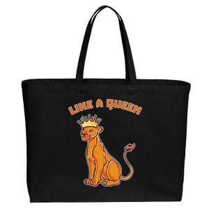 Like A Queen Queen Of The Jungle Lioness Cotton Canvas Jumbo Tote