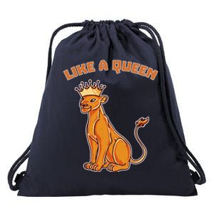 Like A Queen Queen Of The Jungle Lioness Drawstring Bag