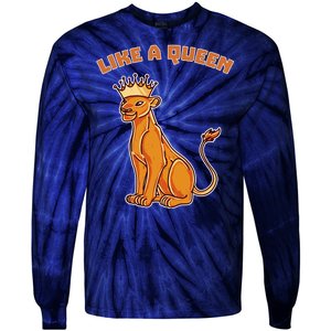 Like A Queen Queen Of The Jungle Lioness Tie-Dye Long Sleeve Shirt