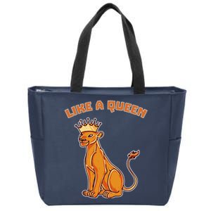 Like A Queen Queen Of The Jungle Lioness Zip Tote Bag