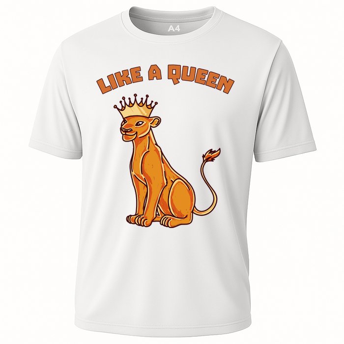Like A Queen Queen Of The Jungle Lioness Cooling Performance Crew T-Shirt