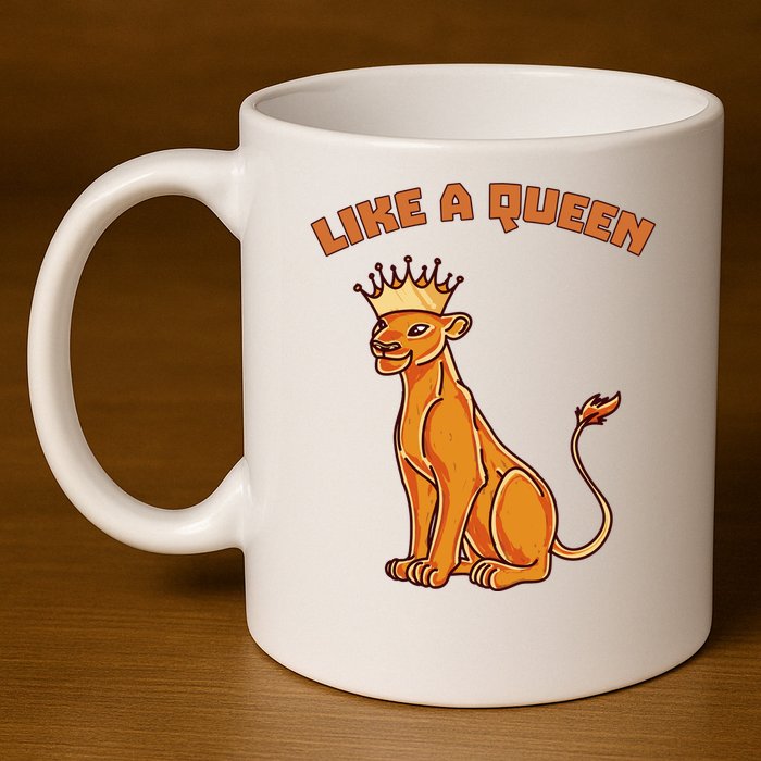 Like A Queen Queen Of The Jungle Lioness 11oz C Handle Ceramic Mug