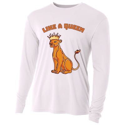 Like A Queen Queen Of The Jungle Lioness Cooling Performance Long Sleeve Crew