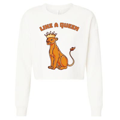 Like A Queen Queen Of The Jungle Lioness Cropped Pullover Crew