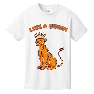 Like A Queen Queen Of The Jungle Lioness Kids T-Shirt