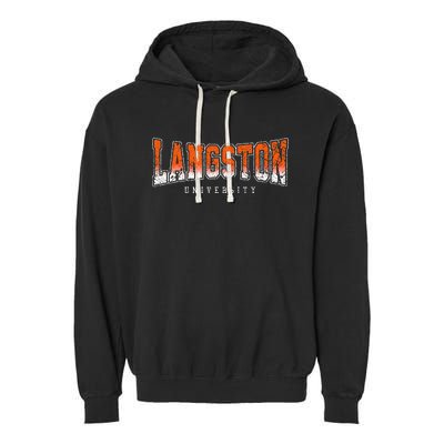 Langston Arch Retro University Athletic Sports Garment-Dyed Fleece Hoodie