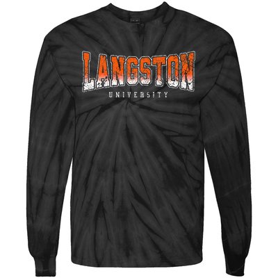 Langston Arch Retro University Athletic Sports Tie-Dye Long Sleeve Shirt