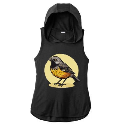 Lovely American Robin Bird In Pocket Ladies PosiCharge Tri-Blend Wicking Draft Hoodie Tank