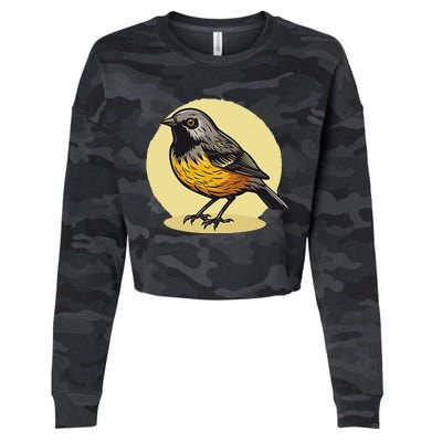 Lovely American Robin Bird In Pocket Cropped Pullover Crew