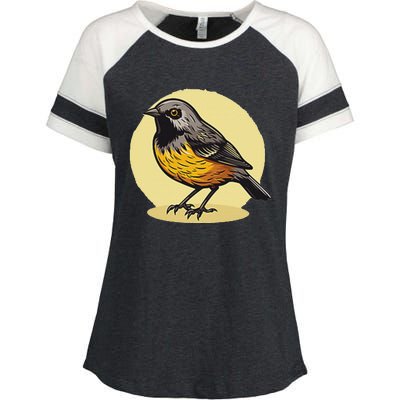 Lovely American Robin Bird In Pocket Enza Ladies Jersey Colorblock Tee