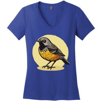 Lovely American Robin Bird In Pocket Women's V-Neck T-Shirt