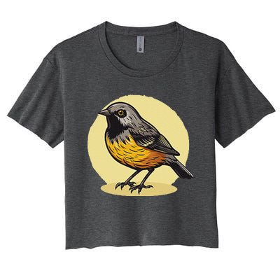 Lovely American Robin Bird In Pocket Women's Crop Top Tee