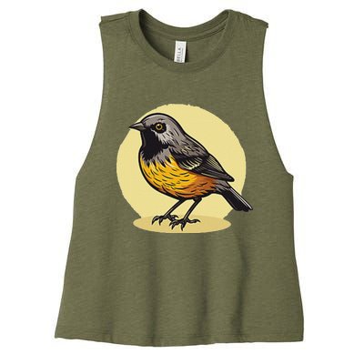 Lovely American Robin Bird In Pocket Women's Racerback Cropped Tank