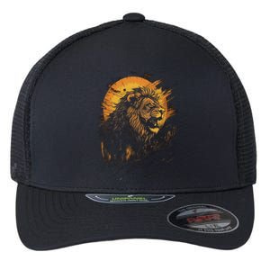 Lion Animal Retro Style Graphic Tee for Boy Girl Flexfit Unipanel Trucker Cap