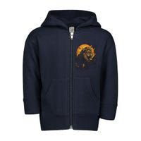 Lion Animal Retro Style Graphic Tee for Boy Girl Toddler Zip Fleece Hoodie