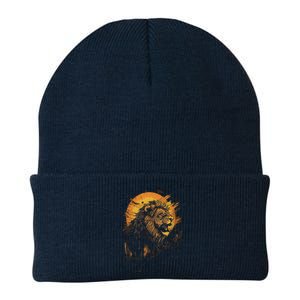 Lion Animal Retro Style Graphic Tee for Boy Girl Knit Cap Winter Beanie