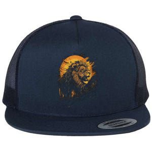 Lion Animal Retro Style Graphic Tee for Boy Girl Flat Bill Trucker Hat