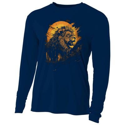 Lion Animal Retro Style Graphic Tee for Boy Girl Cooling Performance Long Sleeve Crew