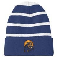 Lion Animal Retro Style Graphic Tee for Boy Girl Striped Beanie with Solid Band