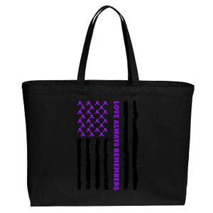 Love Always Remembers Alzheimer's American Flag Cotton Canvas Jumbo Tote