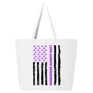 Love Always Remembers Alzheimer's American Flag 25L Jumbo Tote