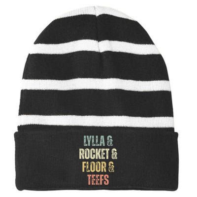 Lylla And Rocket And Floor And Teefs Funny Birthday Quote Striped Beanie with Solid Band