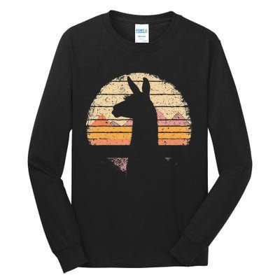 Llama Alpaca Retro 70s 80s Graphic Vintage Women Tall Long Sleeve T-Shirt