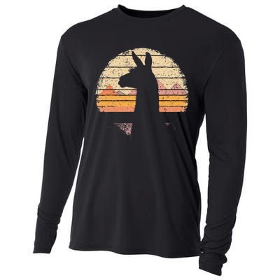 Llama Alpaca Retro 70s 80s Graphic Vintage Women Cooling Performance Long Sleeve Crew