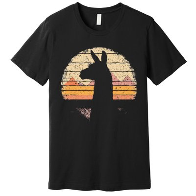 Llama Alpaca Retro 70s 80s Graphic Vintage Women Premium T-Shirt